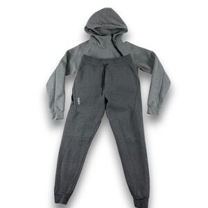 TUXY Jumpsuit Mens M Gray Zip up Fleece Athletic Loungewear Hoodie Jogger Set